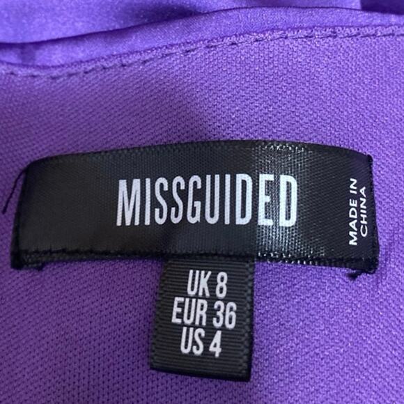 Missguided Purple Silk Satin Sleeveless Cami Camisole Tank Mini Slip Dress Sz 4 - Picture 3 of 4